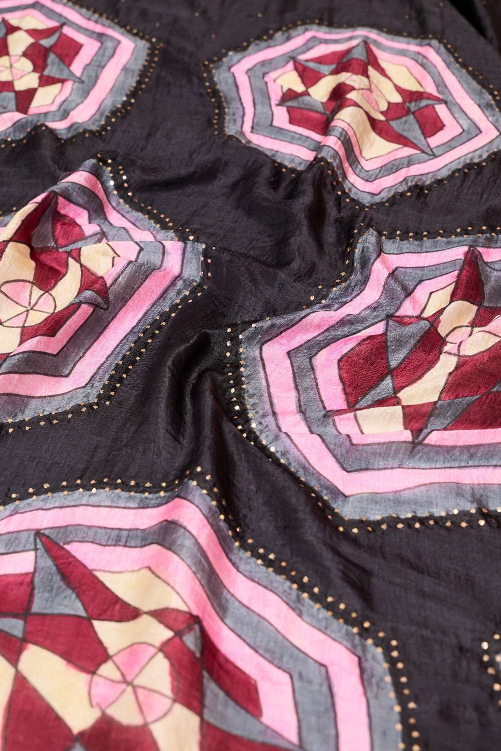 Black Murshidabad Pure Silk Hand Painted Mukesh Saree image number null