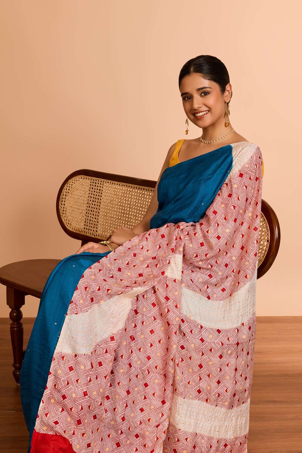 Blue Murshidabad Pure Silk Embroidered Saree image number null