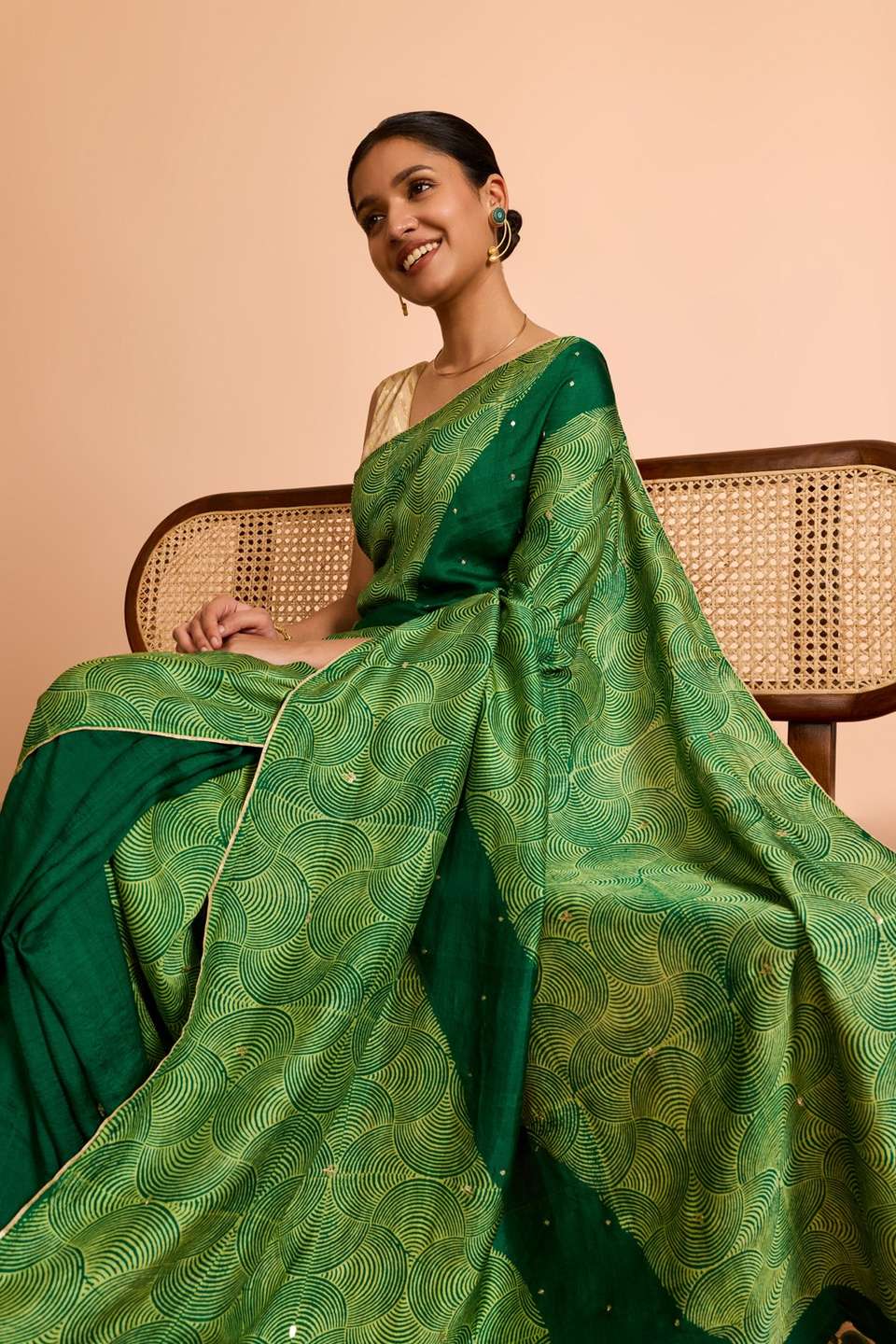 Dark Green Murshidabad Pure Silk Embroidered Saree