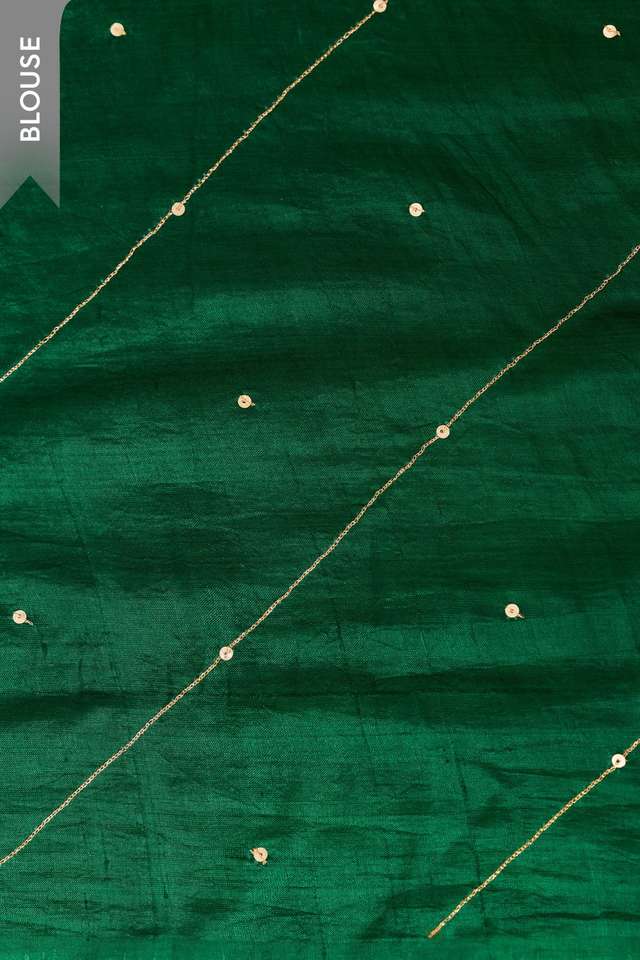 Dark Green Murshidabad Pure Silk Embroidered Saree thumbnail image number null