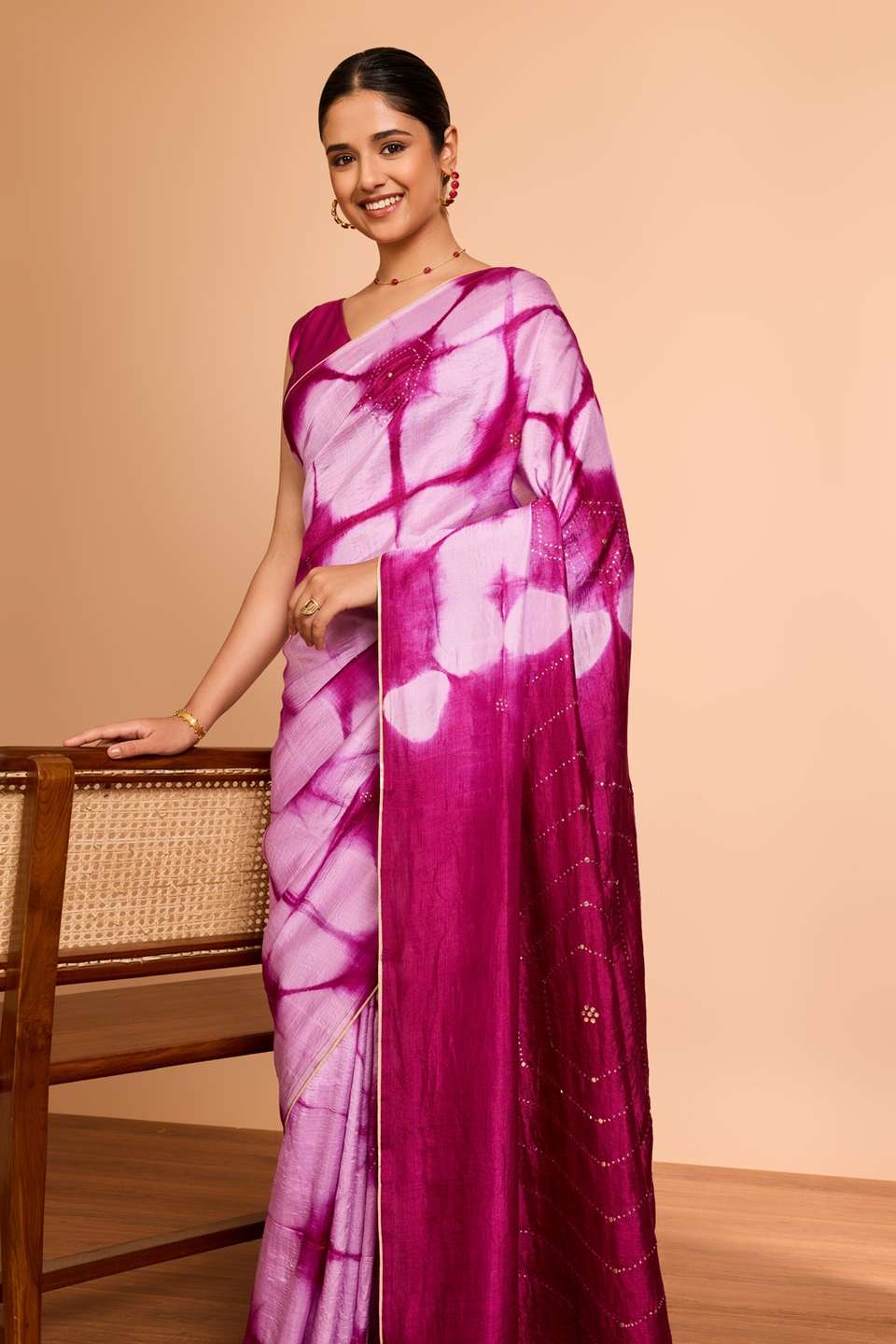Light Pink Murshidabad Pure Silk Mukaish Saree