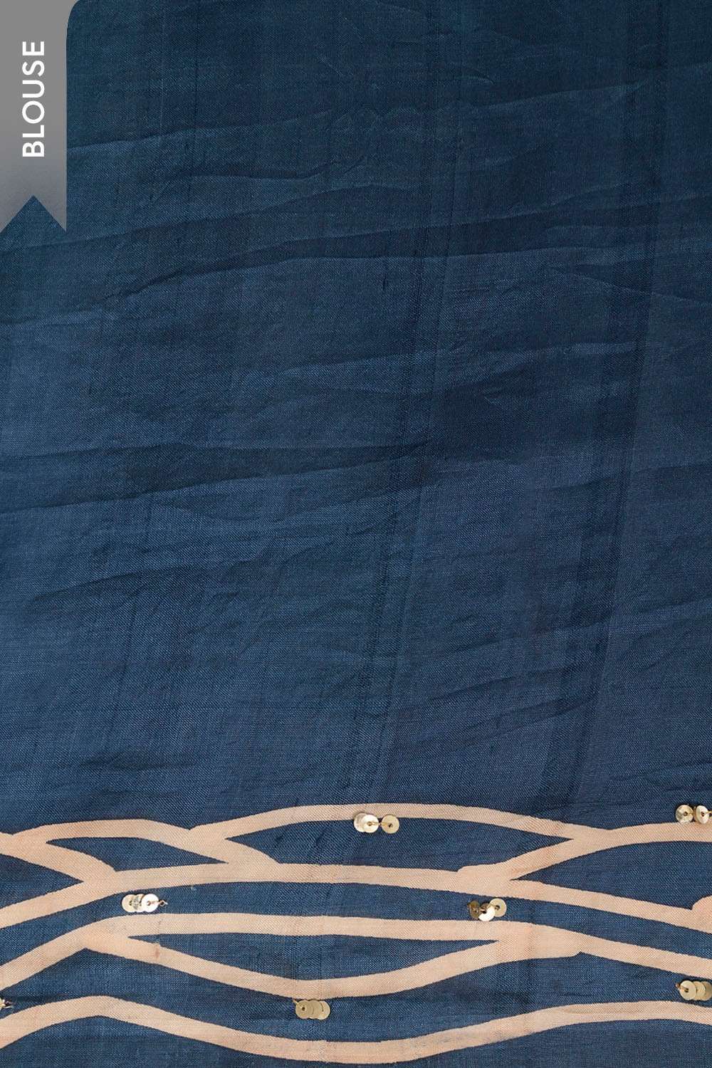 Dark Blue Murshidabad Block Printed Pure Silk Saree image number null