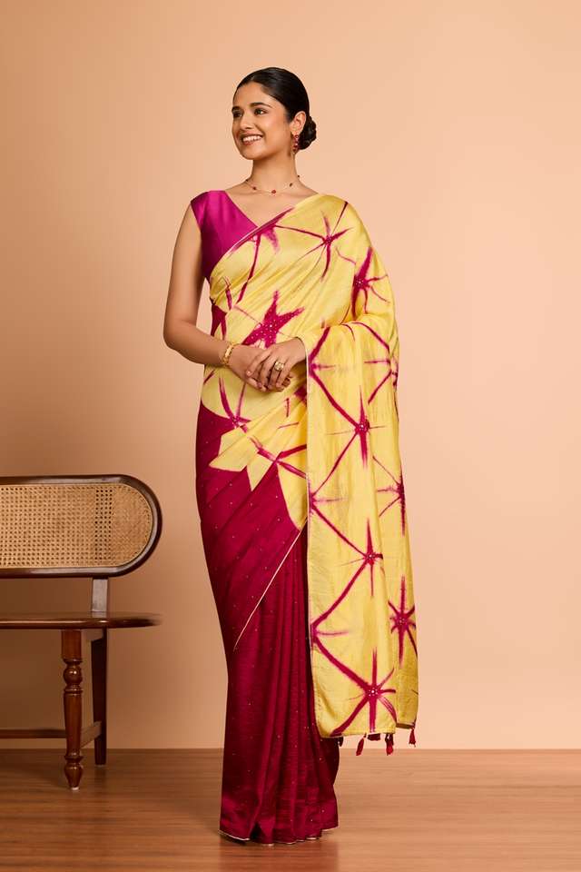 Yellow Murshidabad Pure Silk Mukaish Saree thumbnail image number null