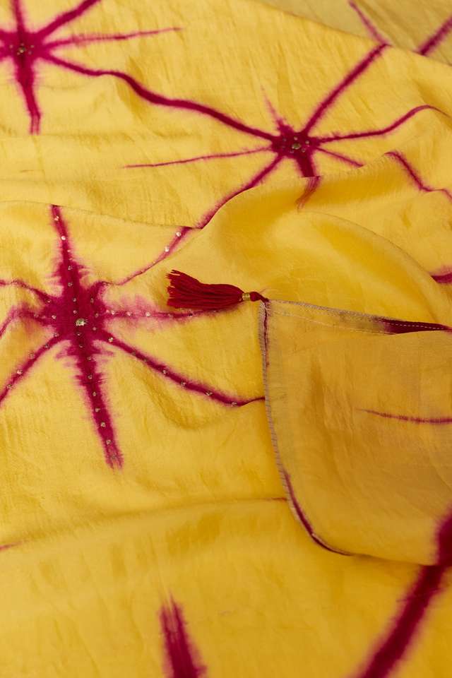 Yellow Murshidabad Pure Silk Mukaish Saree thumbnail image number null