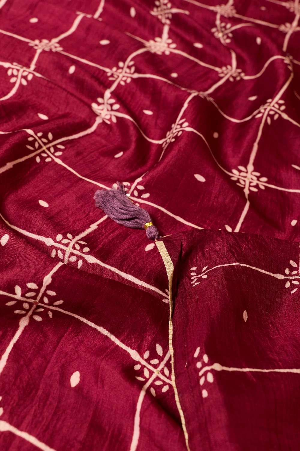 Dark Pink Murshidabad Pure Silk Mukaish Saree image number null