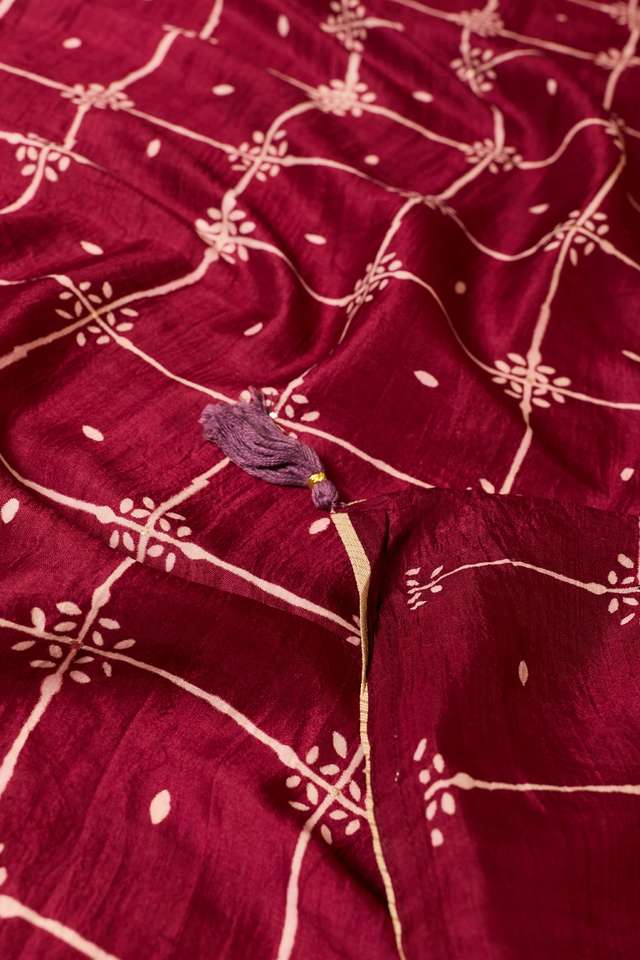 Dark Pink Murshidabad Pure Silk Mukaish Saree thumbnail image number null