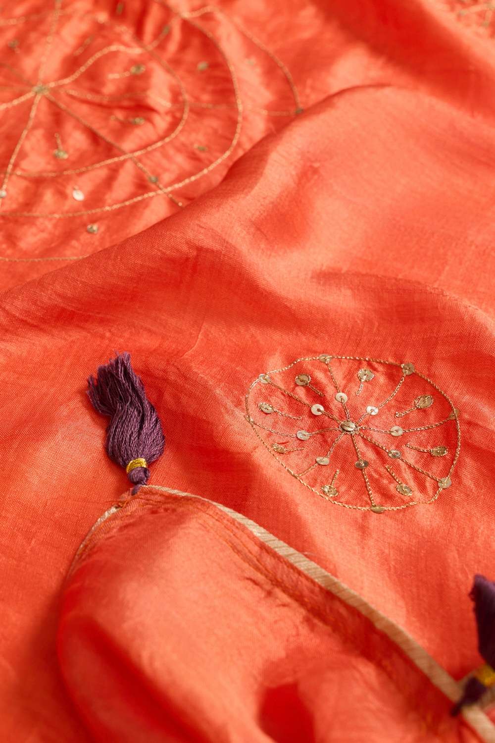 Orange Murshidabad Pure Silk Embroidered Saree image number null