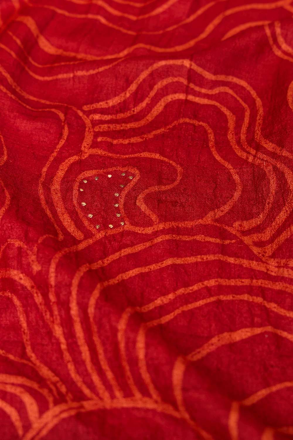 Red Batik Pure Tussar Silk Bengal Saree image number null