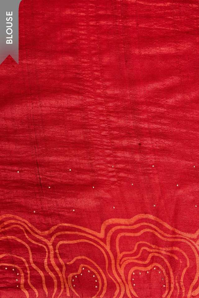 Red Batik Pure Tussar Silk Bengal Saree thumbnail image number null