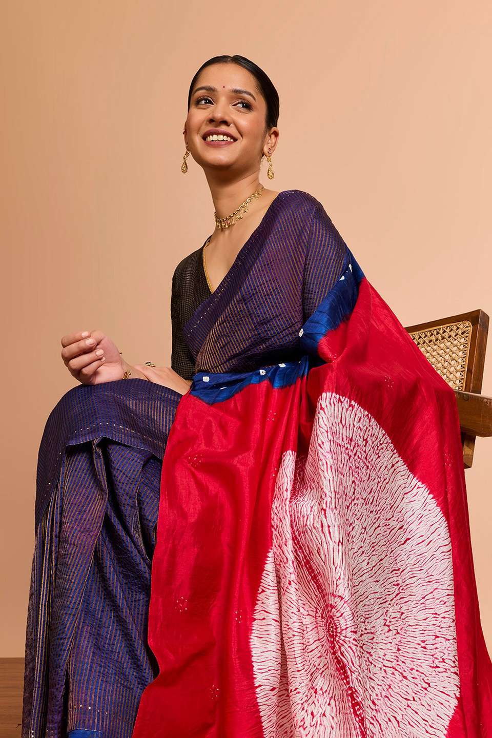 DarkBlue Bengal Pure Silk Tissue Mukaish Saree