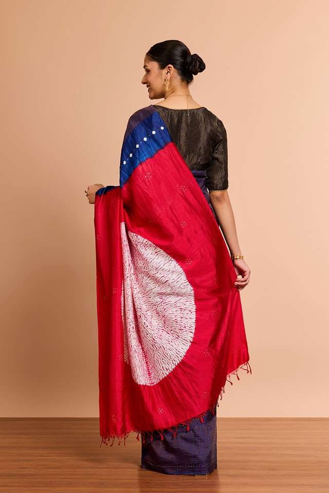 DarkBlue Bengal Pure Silk Tissue Mukaish Saree thumbnail image number null