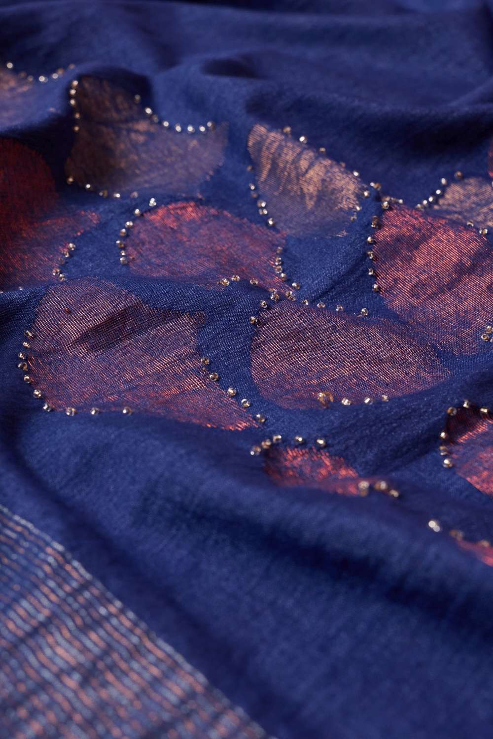 Blue Bengal Pure Tussar Cotton Jamdani Saree image number null