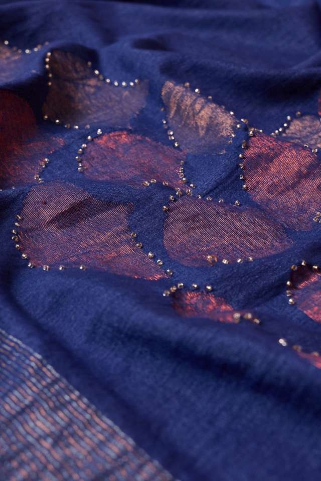 Blue Bengal Pure Tussar Cotton Jamdani Saree thumbnail image number null