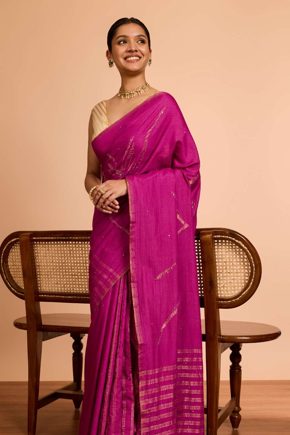 Pink Bengal Pure Tussar Cotton Jamdani Saree image number null