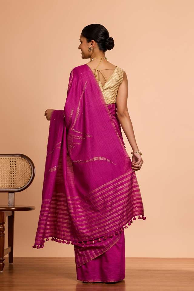 Pink Bengal Pure Tussar Cotton Jamdani Saree thumbnail image number null