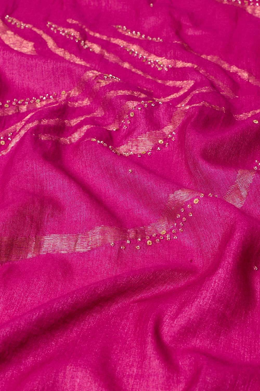 Pink Bengal Pure Tussar Cotton Jamdani Saree image number null