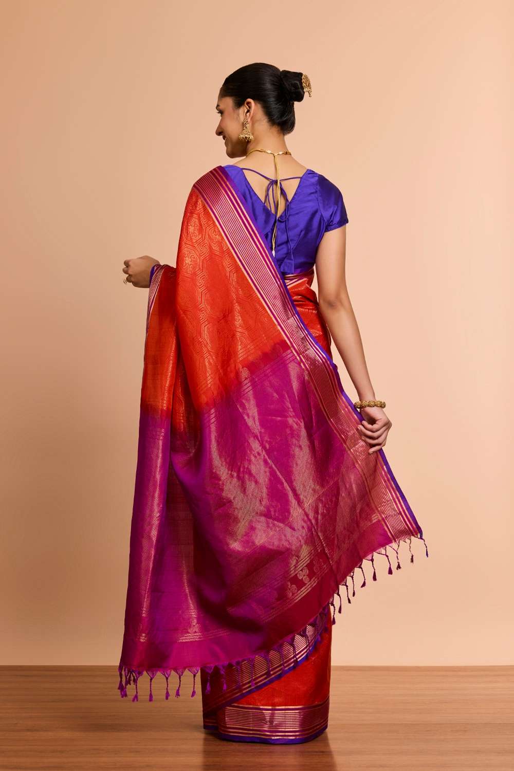 Dark Orange Woven Soft Pure Silk Saree image number null