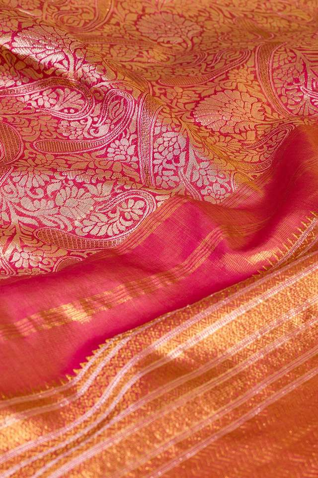 Light Pink Kanjeevaram Pure Silk Tissue Brocade Saree thumbnail image number null