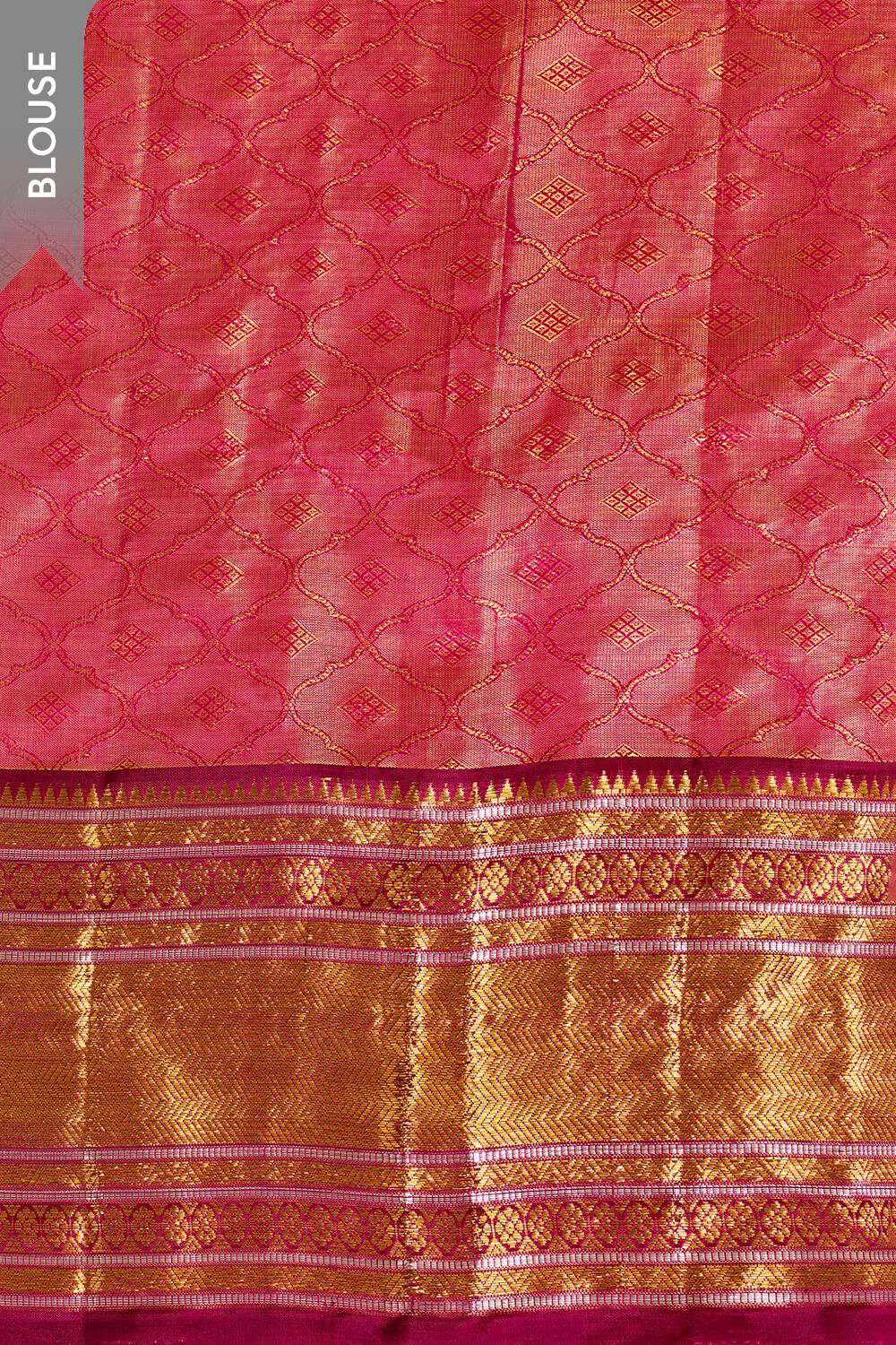 Light Pink Kanjeevaram Pure Silk Tissue Brocade Saree image number null
