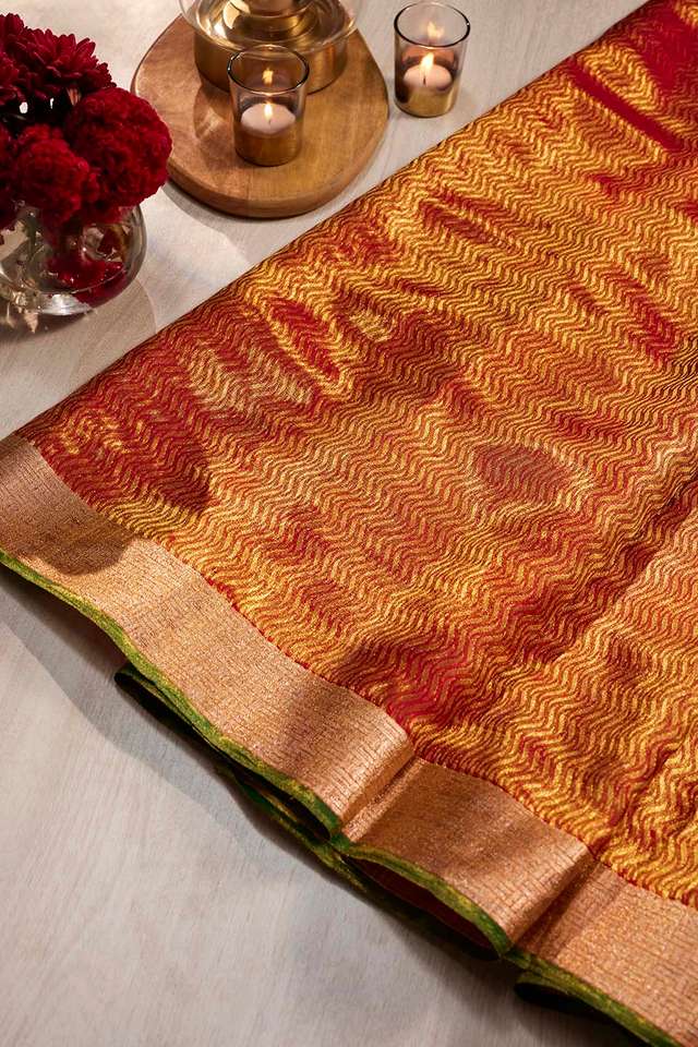 Red Kanjeevaram Tissue Saree image number