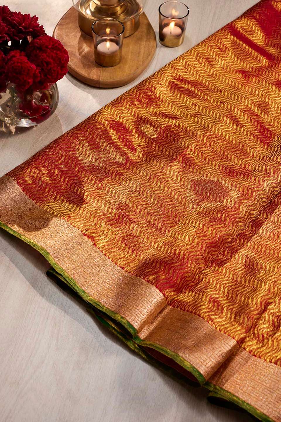 Red Kanjeevaram Tissue Saree
