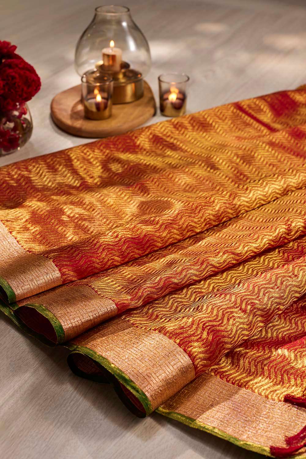 Red Kanjeevaram Tissue Saree image number null