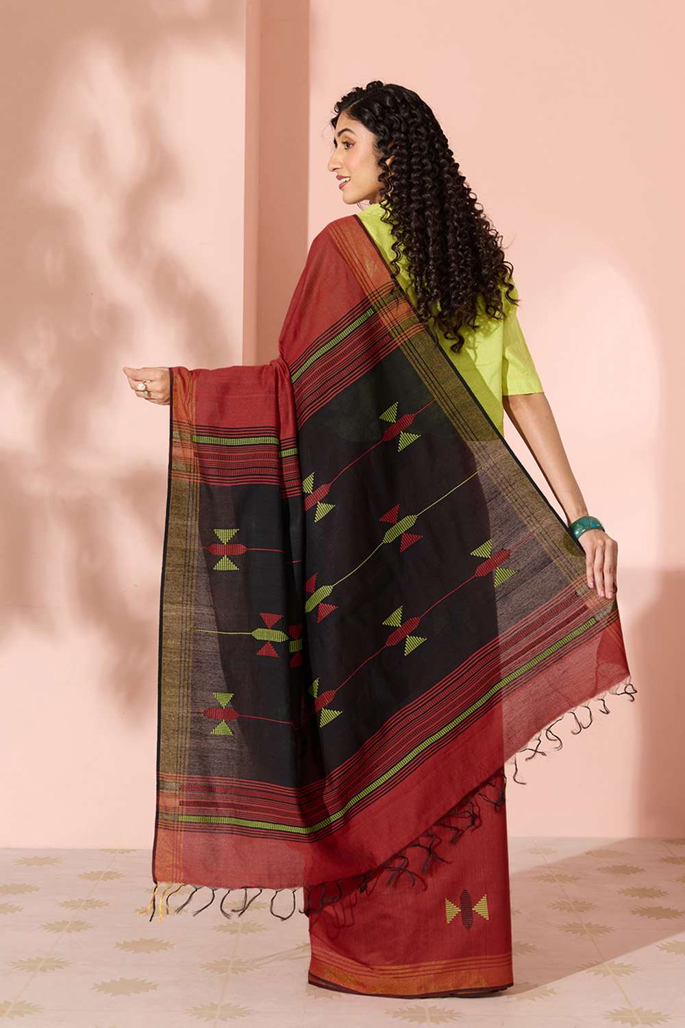 Dark Red Woven Silk Viscose Bhagalpur Saree image number null