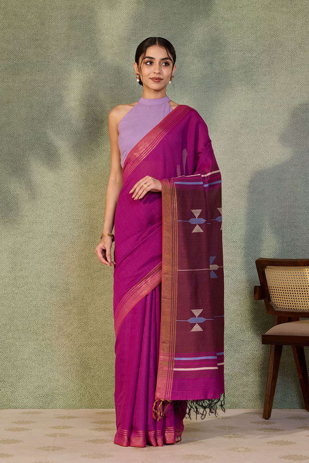 Purple Bhagalpur Woven Silk Viscose Saree image number null