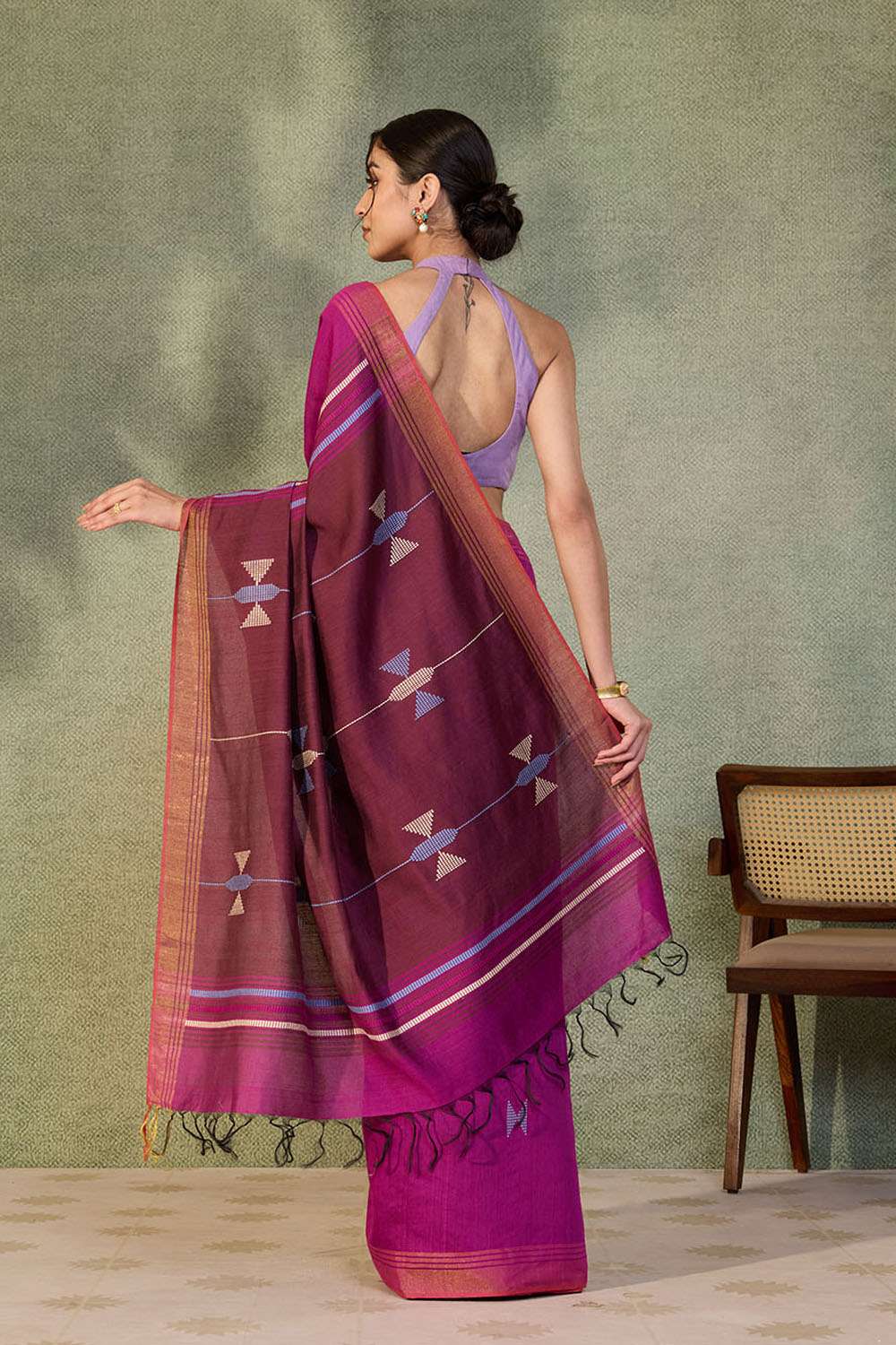 Purple Bhagalpur Woven Silk Viscose Saree image number null