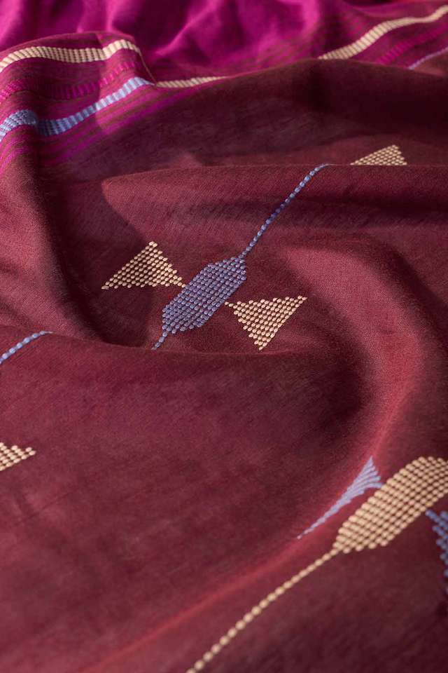 Purple Bhagalpur Woven Silk Viscose Saree thumbnail image number null