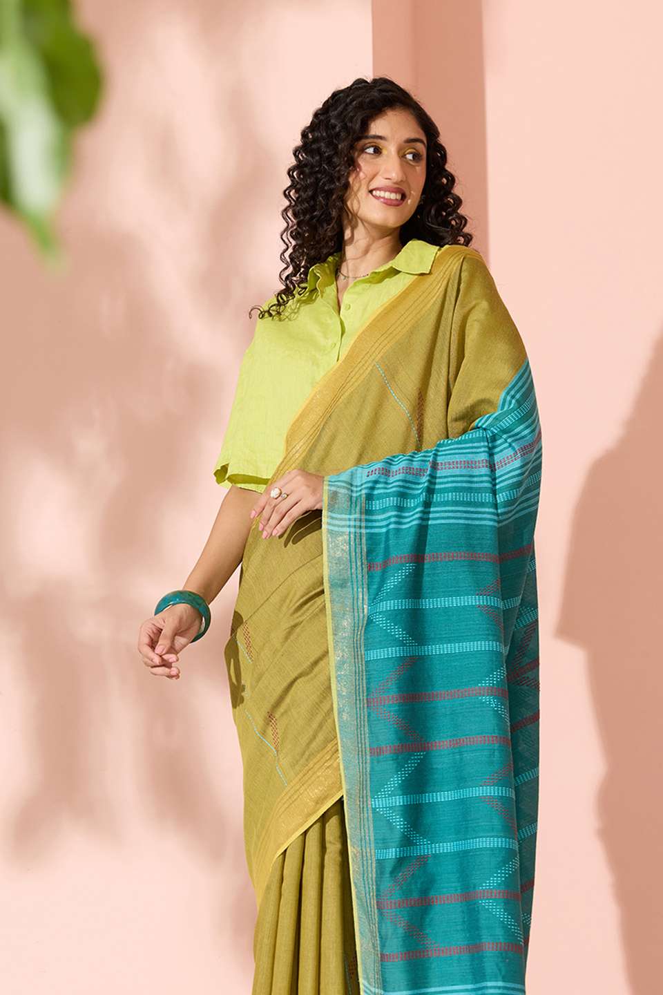 Green Woven Silk Viscose Bhagalpur Saree