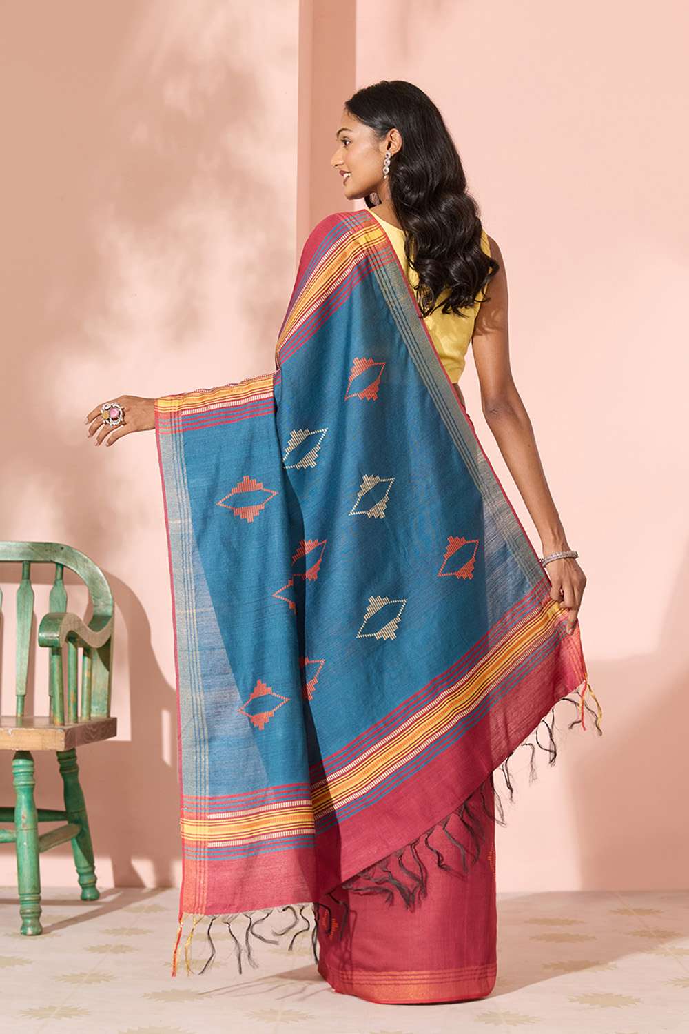 Dark Red Woven Silk Viscose Bhagalpur Saree image number null