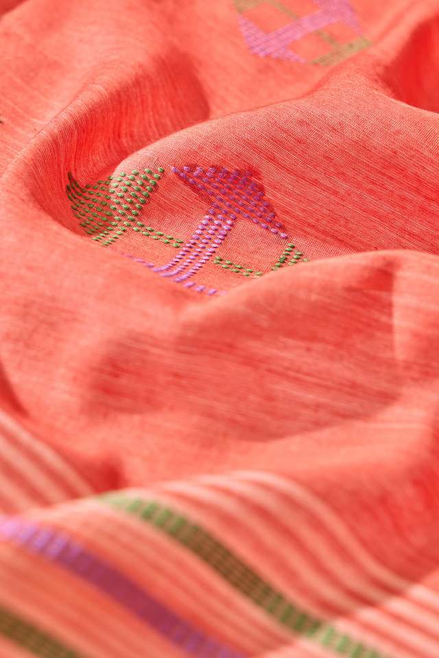 Light Pink Woven Silk Viscose Bhagalpur Saree thumbnail image number null