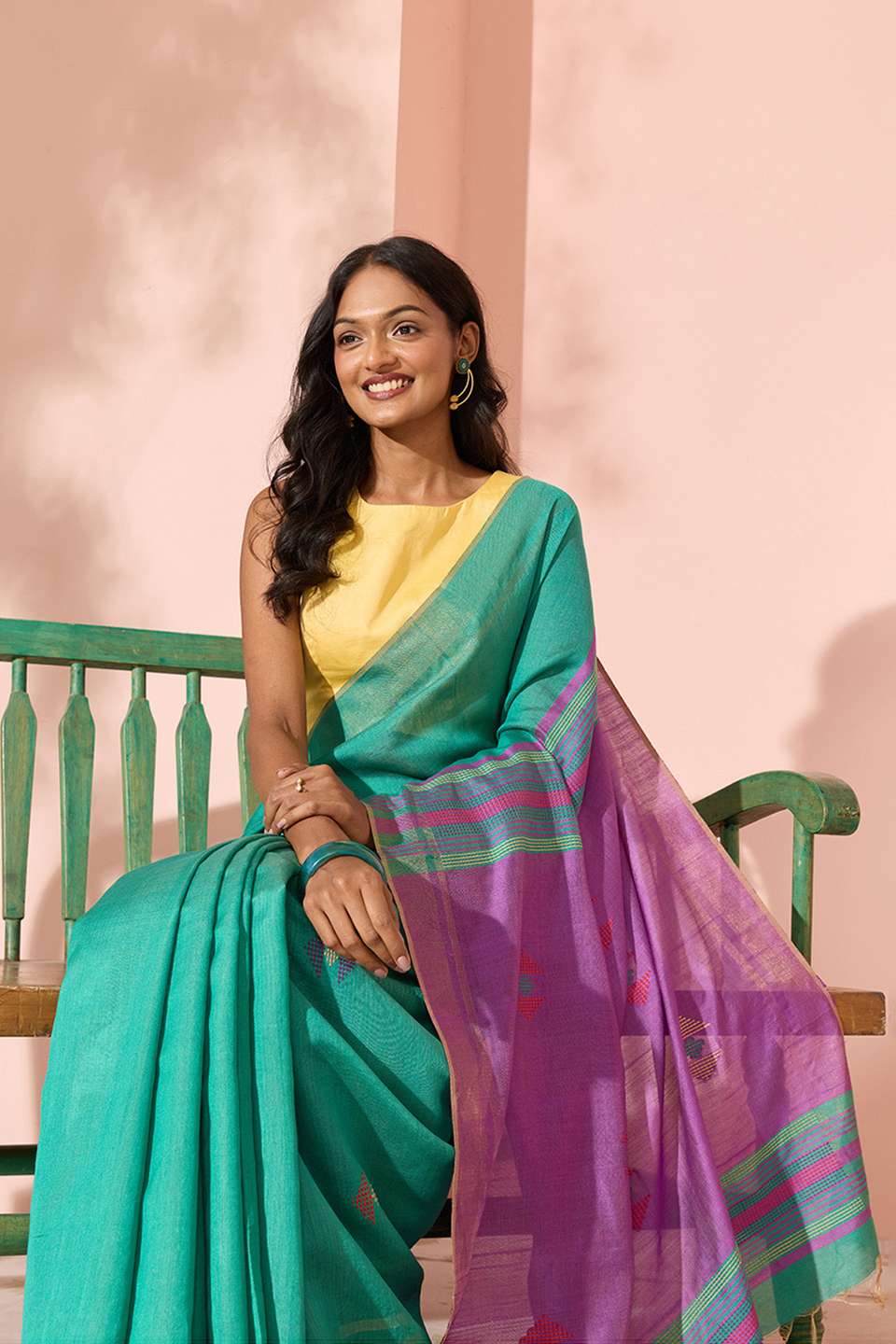 Dark Green Woven Silk Viscose Bhagalpur Saree