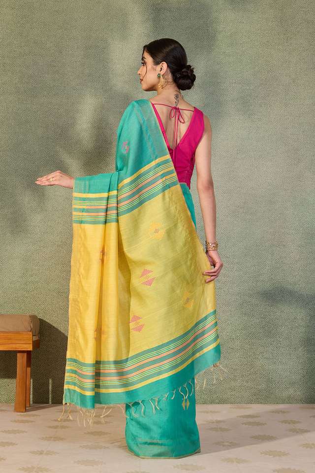 Dark Green Bhagalpur Woven Silk Viscose Saree thumbnail image number null