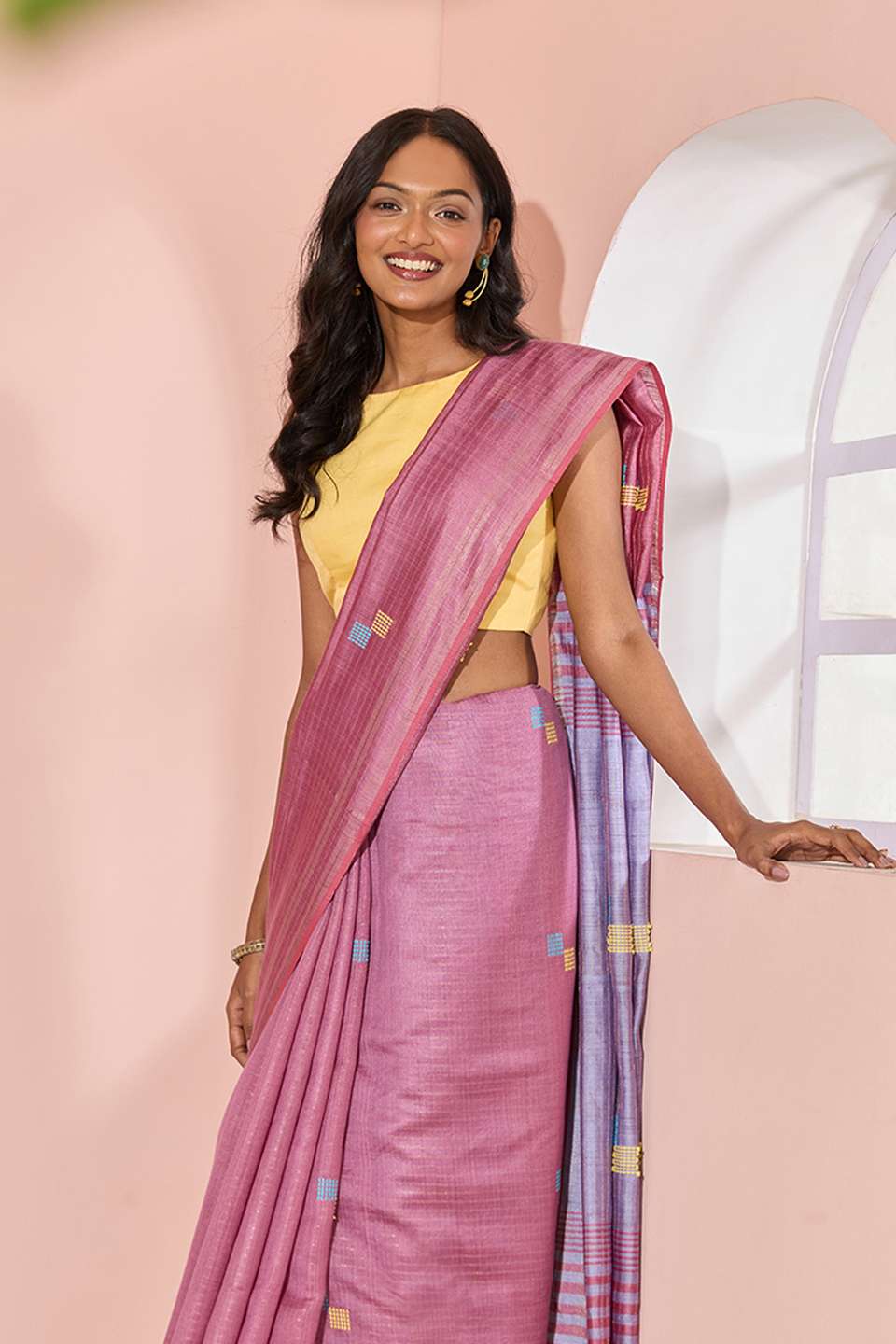 Violet Woven Silk Viscose Bhagalpur Saree