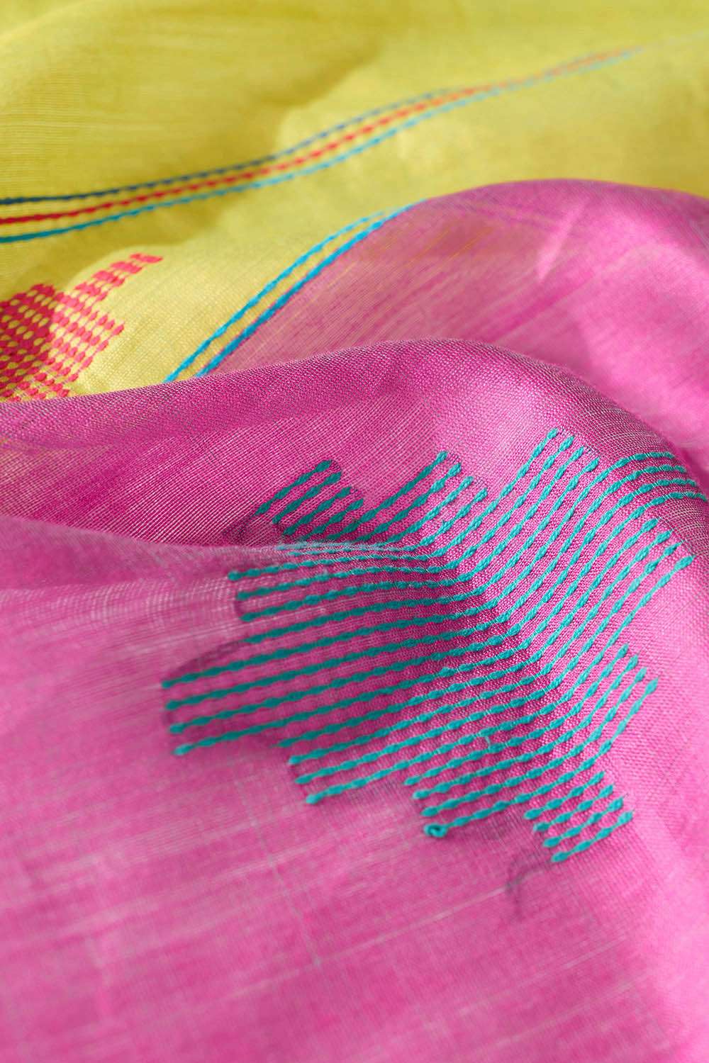 Yellow Woven Silk Viscose Bhagalpur Saree image number null