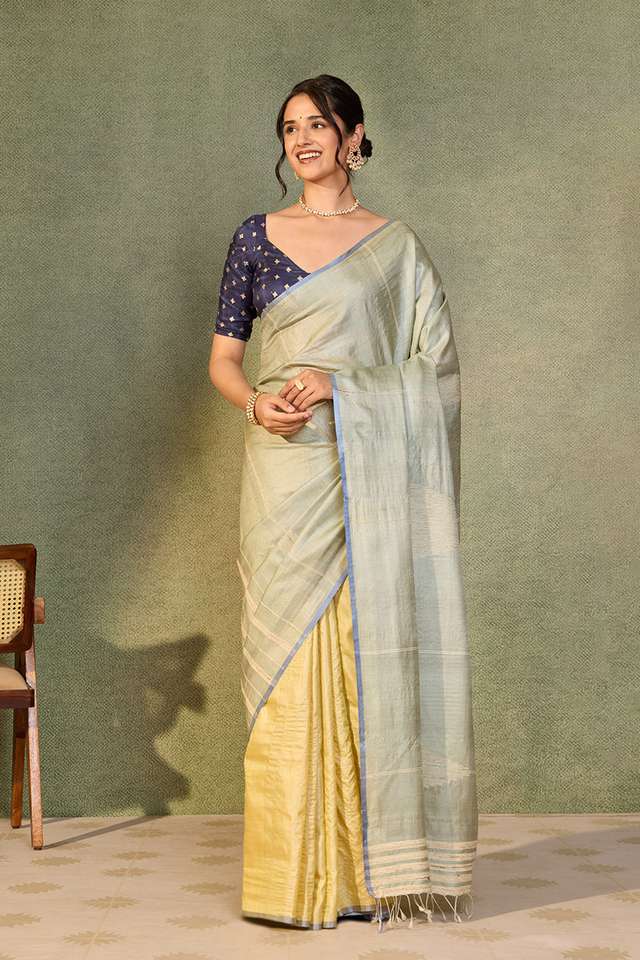 Green Chattisgarh Woven Pure Tussar Silk Saree image number