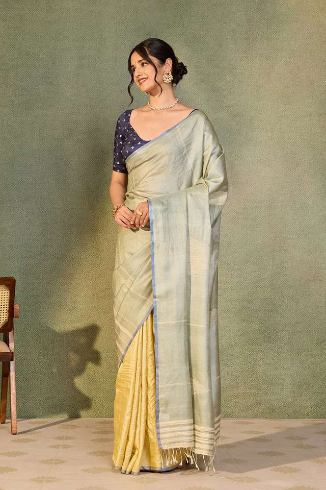 Green Chattisgarh Woven Pure Tussar Silk Saree thumbnail image number null