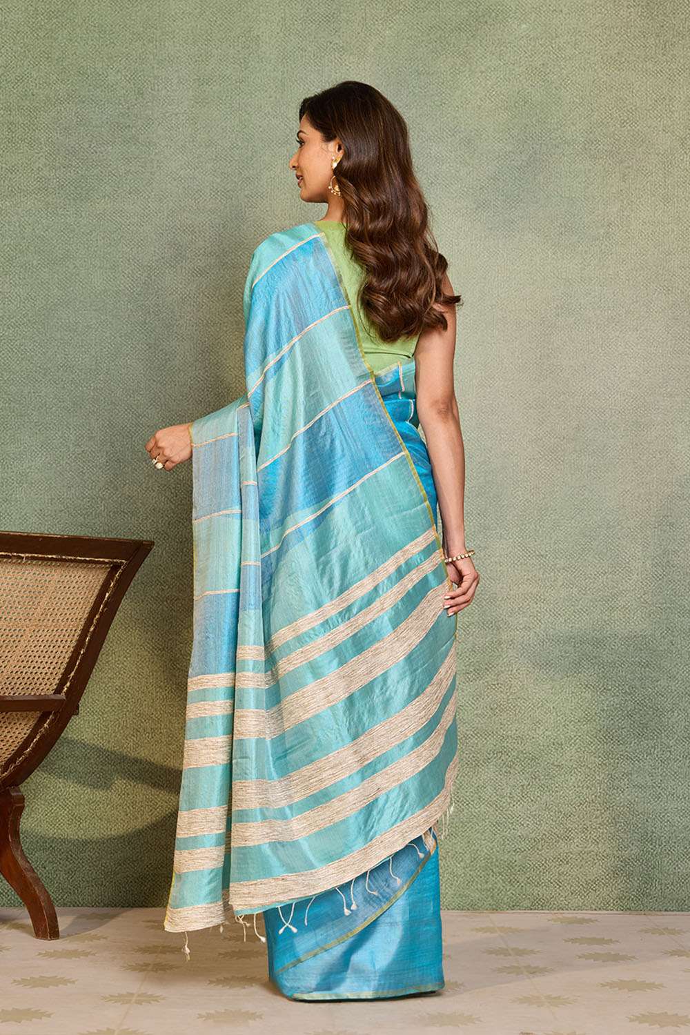 Blue Chattisgarh Woven Pure Tussar Silk Saree image number null