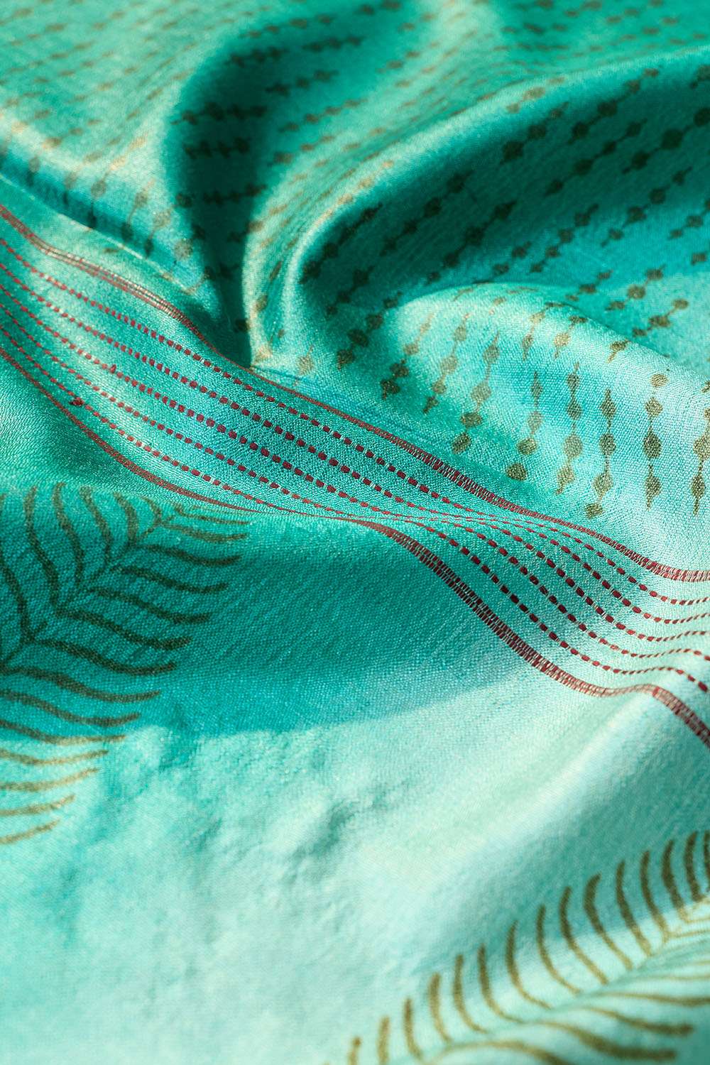 Dark Green Chattisgarh Block Printed Pure Tussar Silk Saree image number null
