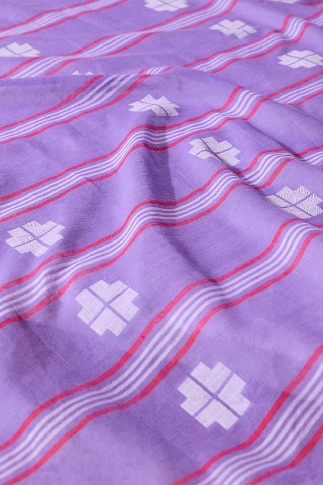 Purple Woven Pure Cotton Bengal Saree thumbnail image number null