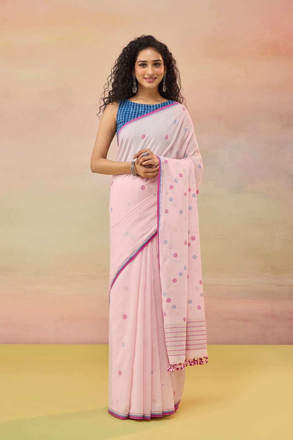 Light Pink Bengal Pure Cotton Jamdani Saree