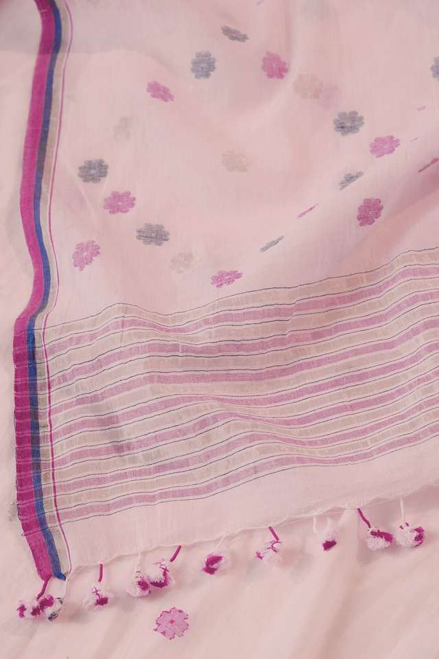 Light Pink Bengal Pure Cotton Jamdani Saree thumbnail image number null