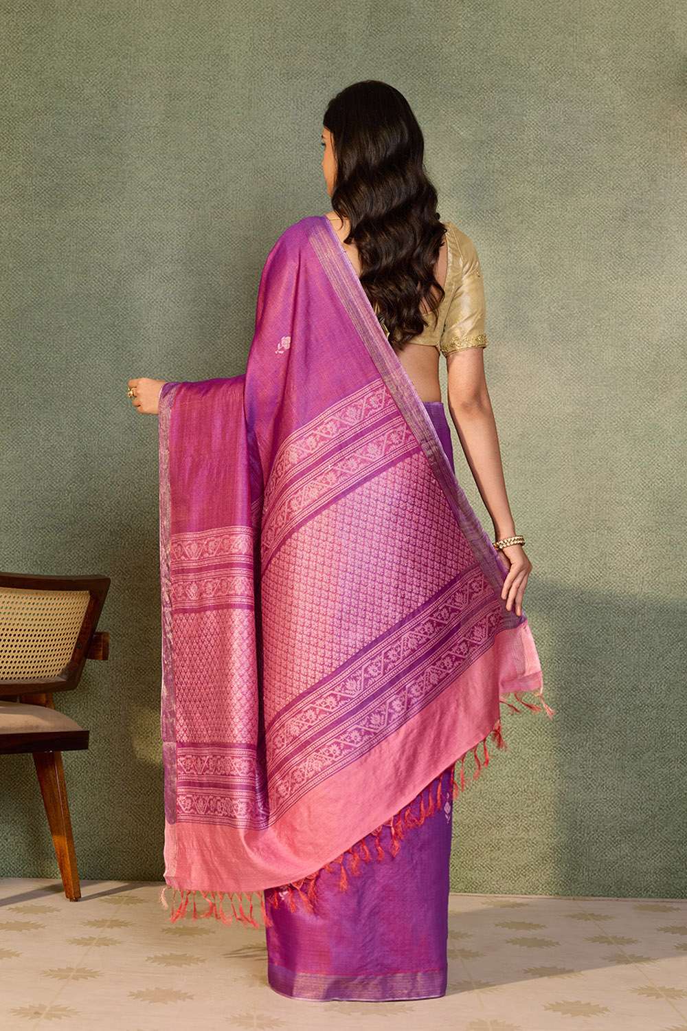 Purple Chattisgarh Woven Pure Tussar Silk Saree image number null