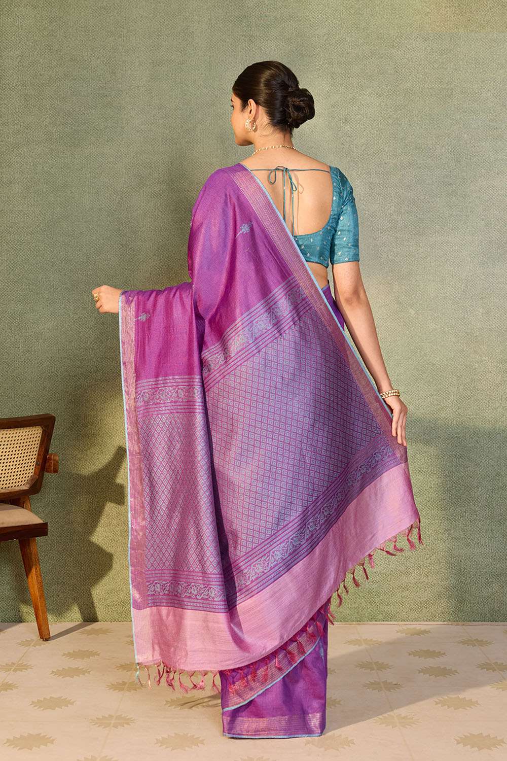 Dark Violet Chattisgarh Woven Pure Tussar Silk Saree image number null