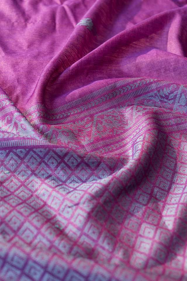Dark Violet Chattisgarh Woven Pure Tussar Silk Saree thumbnail image number null