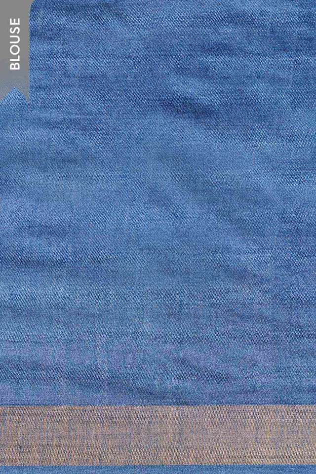 Dark Blue Chattisgarh Woven Pure Tussar Silk Saree thumbnail image number null