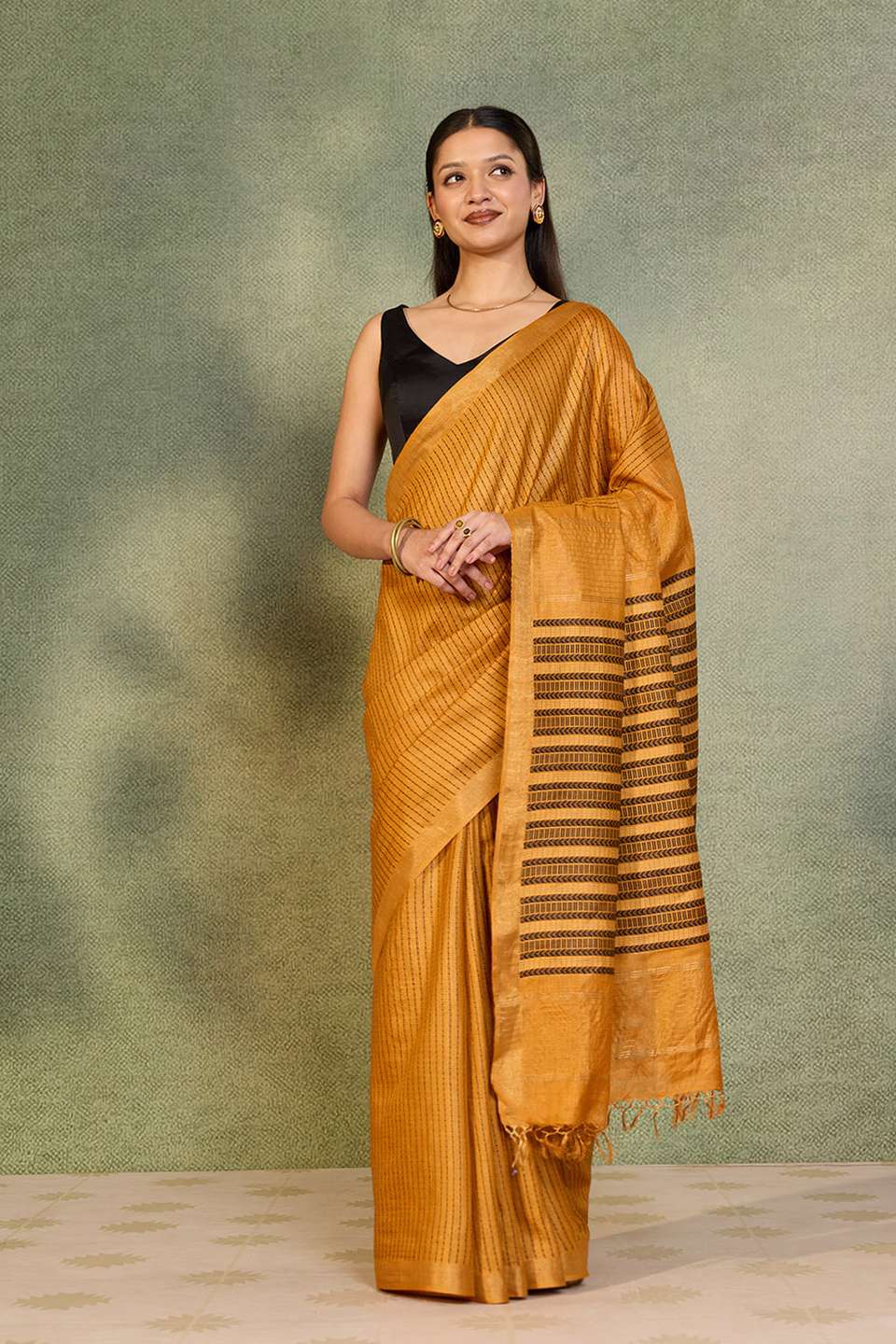 Orange Chattisgarh Woven Pure Tussar Silk Saree