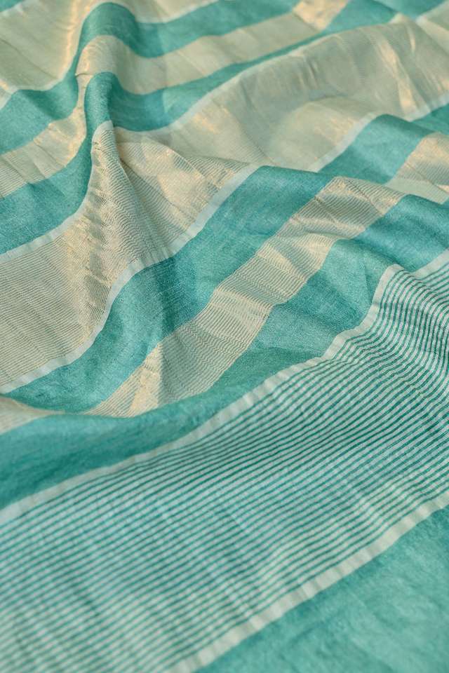 Light Blue Chattisgarh Woven Pure Tussar Silk Saree thumbnail image number null